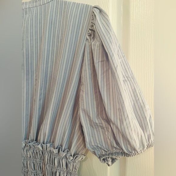 Sundays Blue Smocked Mandarin Collar Dress - Picture 6 of 10